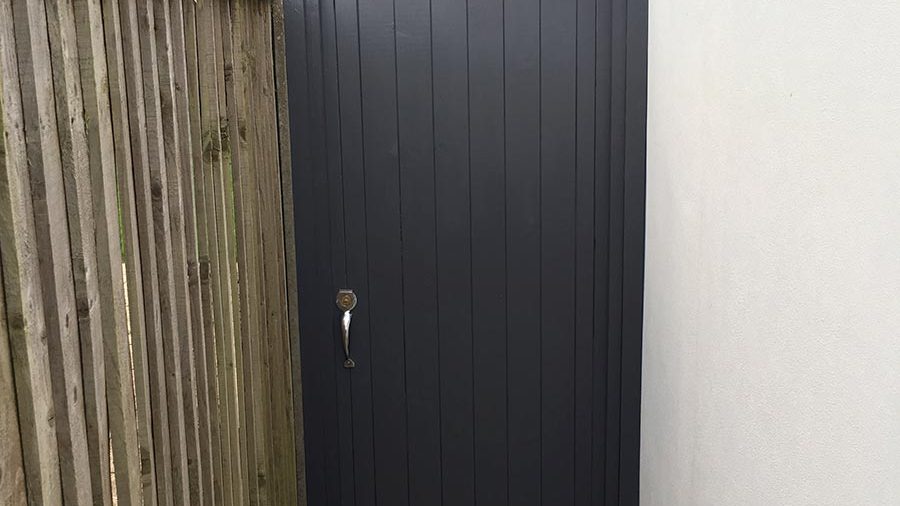 Painted side access pedestrian gate and frame in softwood, Eastleigh