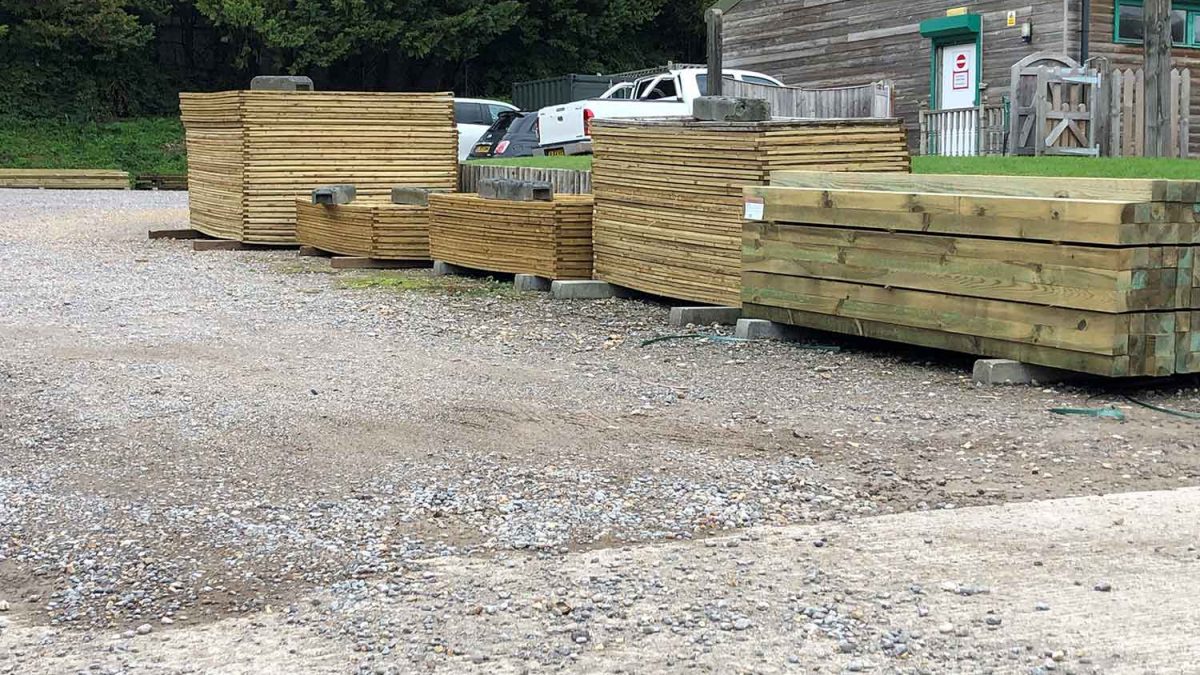 south coast fencing stock - fencing and posts in our winchester yard