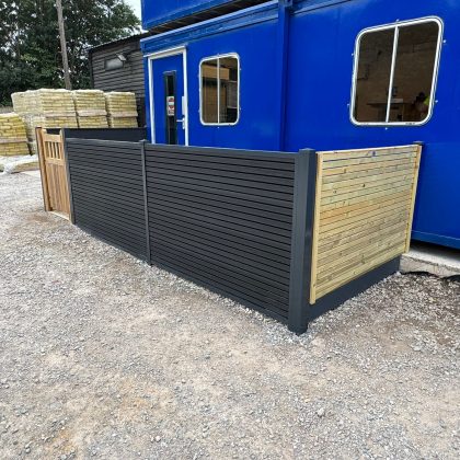 Composite fencing example showing narrow board styles